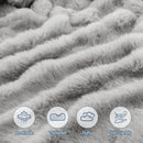 Giselle Wedge Pillow Headboard, Easy Wash Zipper Cover & Anti-Flat Foam, Couch Lumbar Support for Dorm Readers, 340g Faux Rabbit Fur with Dual Pockets, Queen