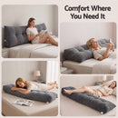 Giselle Headboard Pillow for Sitting in Bed, Upgraded Shredded Foam Reading Wedge Cushion for Lumbar Support, 320g Corduroy Backrest with Side Pockets for Dorm Daybed, King