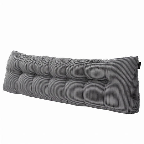 Giselle Headboard Pillow for Sitting in Bed, Upgraded Shredded Foam Reading Wedge Cushion for Lumbar Support, 320g Corduroy Backrest with Side Pockets for Dorm Daybed, King