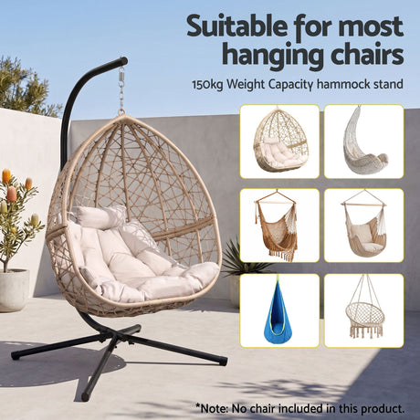 Gardeon Hammock Stand 150kg Capacity Metal Frame for Hanging Chairs Black