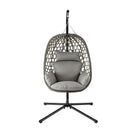 Gardeon Outdoor Swing Chair with Stand Cushion Rattan Furniture Grey