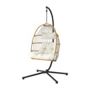 Gardeon Foldable Outdoor Swing Chair with Stand Cushion Rattan Patio Furniture