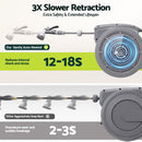 Green Fingers 20m Retractable Water Hose Reel, Wall Mounted Garden Hose 9-Pattern Nozzle