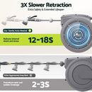 Green Fingers 30m Retractable Water Hose Reel, Wall Mounted Garden Hose 9-Pattern Nozzle