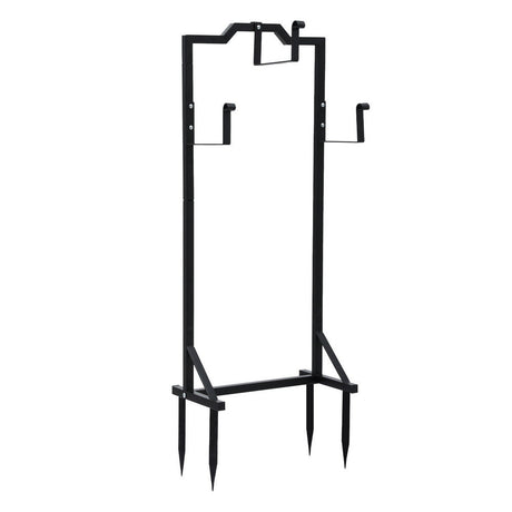 Green Fingers Garden Hose Holder Metal Portable Freestanding Hose Stand 4 Spikes Black