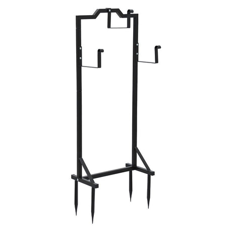 Green Fingers Garden Hose Holder Metal Portable Freestanding Hose Stand 4 Spikes Black