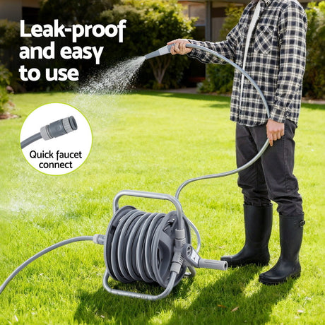 Green Fingers 20m Retractable Garden Hose Reel Heavy Duty 1/2