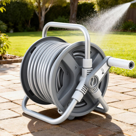 Green Fingers 20m Retractable Garden Hose Reel Heavy Duty 1/2