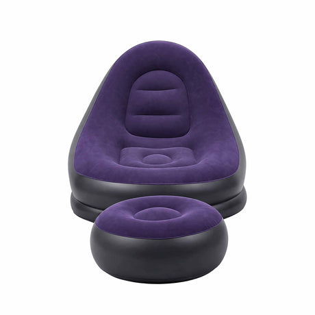 Gardeon Inflatable Chair with Ottoman Air Sofa Blow Up Air Chair for Camping with Pump Purple