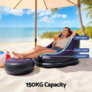 Gardeon Inflatable Chair with Ottoman Air Sofa Blow Up Air Chair for Camping with Pump Purple