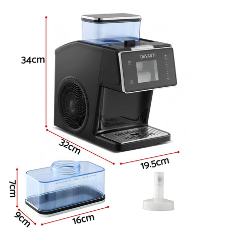 Devanti 20kg/24hr Ice Maker Snowflake Shaved Ice Slushie Maker Black