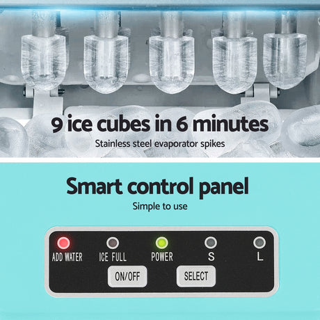 Devanti 12kg Ice Maker Machine w/Self Cleaning Green