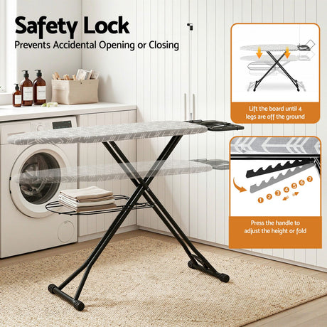 Artiss Foldable Ironing Board with Iron Rest Ironing Board for Laundry Room Arrow