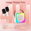 Alpha Mini Portable Karaoke Machine for Adults Kids with 2 Wireless Microphones
