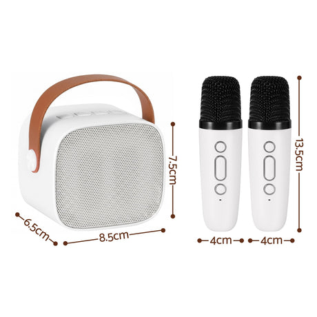 Alpha Mini Portable Karaoke Machine for Adults Kids with 2 Wireless Microphones