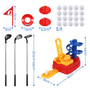 Keezi Kids Golf Toy Set with 20 Balls & 3 Adjustable Clubs, Foot Pedal Ball Launcher Portable Training Toy, Indoor Outdoor Backyard Sports Game for Ages 3-8