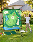 Keezi Kids Golf Chipping Game Set with Stand, 24 Sticky Balls, Adjustable Club & 2 Hitting Mats for Indoor Outdoor Ages 3-12 Play