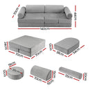 Keezi 12PCS Modular Kids Play Couch Foam Sofa Set with Removable Washable Cover Grey Playroom