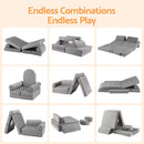 Keezi 12PCS Modular Kids Play Couch Foam Sofa Set with Removable Washable Cover Grey Playroom