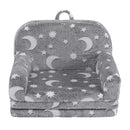 Keezi Kids 2-in-1 Fold Out Sofa Bed with Removable Washable Cover, Carry Handle, Storage Pocket, Glow in the Dark, Grey