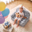 Keezi Kids 2-in-1 Fold Out Sofa Bed with Removable Washable Cover, Carry Handle, Storage Pocket, Glow in the Dark, Grey