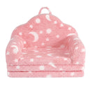 Keezi Kids 2-in-1 Fold Out Sofa Bed with Removable Washable Cover, Carry Handle, Storage Pocket, Glow in the Dark, Pink