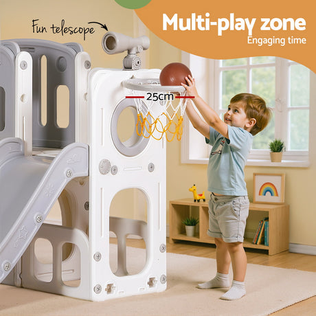 Keezi Kids Slide Swing Set Ball Hoop Rings Football Outdoor Toys