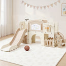 Keezi Kids Slide Set Toddler Indoor Playset With Drawing Board Beige