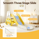 Keezi Kids Slide Set Toddler Indoor Playset Bookshelf Drawing Board Yellow