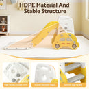 Keezi Kids Slide Set Toddler Indoor Playset Bookshelf Drawing Board Yellow