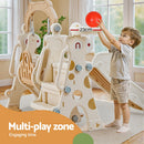 Keezi Kids Slide Swing Set Basketball Hoop Outdoor Playground Toys 160cm Beige