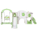 Keezi Kids Slide Swing Set Basketball Hoop Ring Football Outdoor Toys 140cm Green