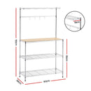 Artiss 4-Tier Metal Kitchen Rack Shelf Silver Storage Shelves Organizer Microwave Stand 90cmx151cm
