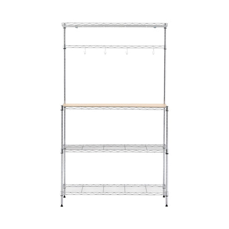 Artiss 4-Tier Metal Kitchen Rack Shelf Silver Storage Shelves Organizer Microwave Stand 90cmx151cm