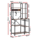 Artiss Kitchen Rack with Power Outlets Hooks 96CMX170CM Microwave Storage Shelf