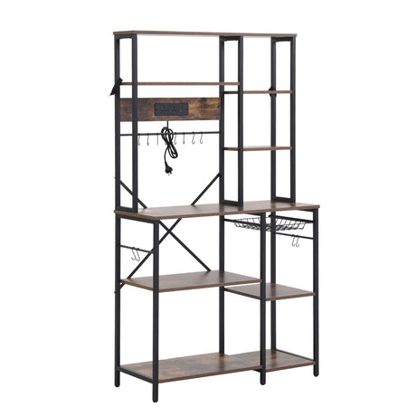 Artiss Kitchen Rack with Power Outlets Hooks 96CMX170CM Microwave Storage Shelf
