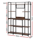 Artiss Kitchen Rack with 6 Hooks Microwave Storage Shelf 120cm x 170cm