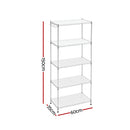 Artiss 5-Tier Kitchen Rack Shelf Shelving Unit 60x35x150CM Adjustable Metal Storage Shelves Silver