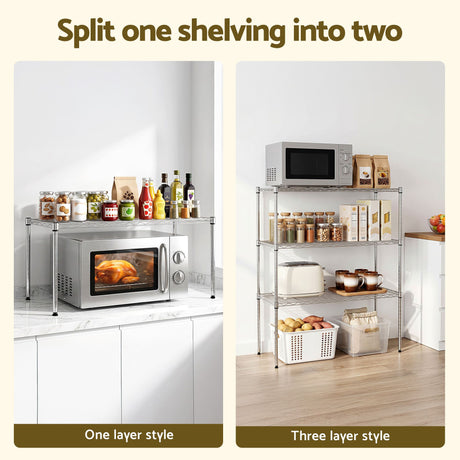 Artiss 5-Tier Kitchen Rack Shelf Shelving 90x35x182CM Adjustable Metal Storage Shelves