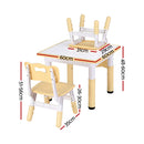 Keezi Kids Table and 2 Chairs Set Height Adjustable Toddler Desk and Chair Set for Ages 3-8, Activity Table with Graffiti Desktop for Learning Drawing Playing, Yellow
