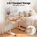 Artiss Mobile Laptop Desk Set 2-In-1 C-Shaped Nesting Table Oak