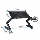 Artiss Laptop Stand Aluminium Computer Riser Foldable Lap Desk Bed Table Black