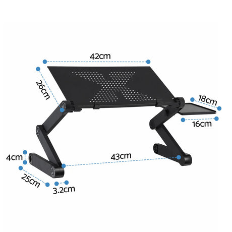 Artiss Laptop Stand Aluminium Computer Riser Foldable Lap Desk Bed Table Black