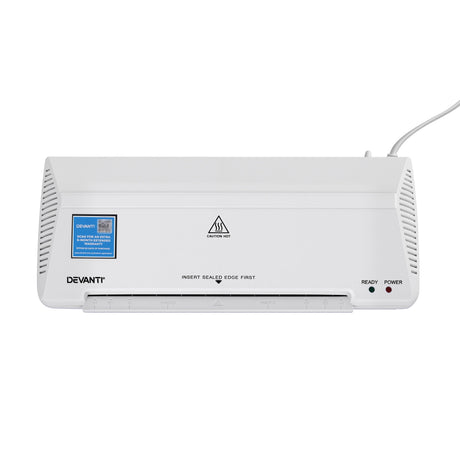 Devanti A4 Laminator Machine, Hot & Cold Thermal Fast Lamination Anti-Jam Laminator for Office School Home Document Photo Card Handmade A4 A5 A6, White