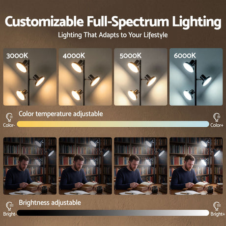 Artiss LED Tree Floor Lamp, 36W Modern Dimmable Standing Lamp with Remote & Touch Control, 4 Color Temperatures, 3 Rotatable LED Light Floor Lamps for Living Room, Bedroom, Office