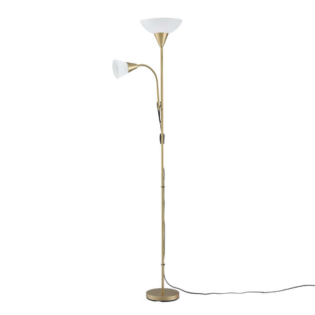Artiss Gold Floor Lamp with Reading Light | Mother and Child Standing Lamp with 360 Flexible Gooseneck, Individual Switch & Plate Shade, E27 & E14 Bulb (Not Included) Home Living Room Office Reading