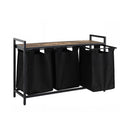 Artiss Laundry Basket with 3 Pull-out Bags Metal Frame Black
