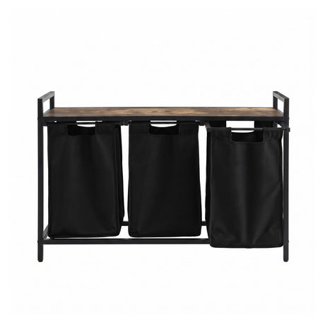 Artiss Laundry Basket with 3 Pull-out Bags Metal Frame Black