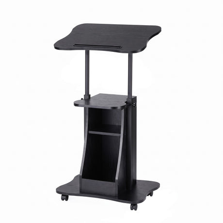 Artiss Mobile Podium Stand with Lockable Wheels Height Adjustable Laptop Desk Black