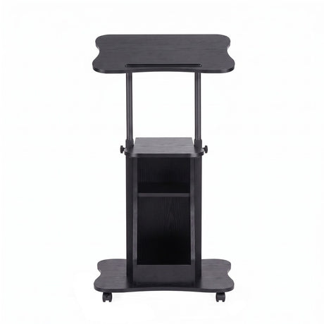 Artiss Mobile Podium Stand with Lockable Wheels Height Adjustable Laptop Desk Black